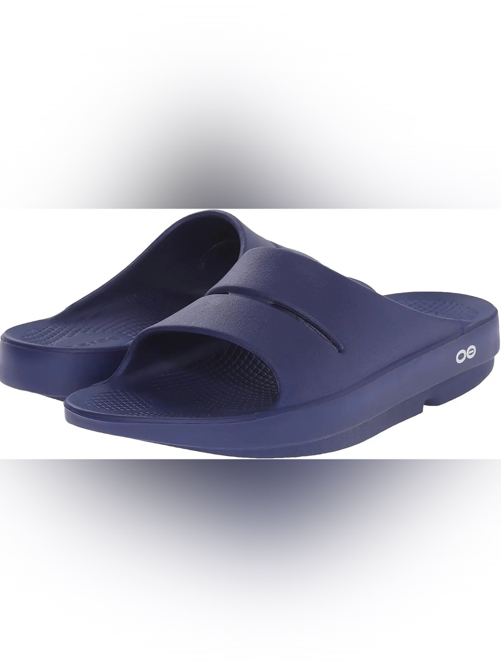 OOFOS OOahh navy blue slides- Size men’s 10/womens 12